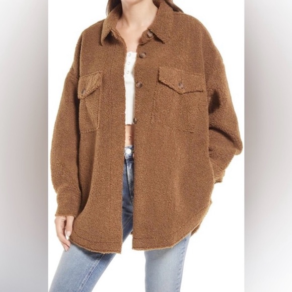 good american contour sherpa brown faux shearling - Picture 1 of 6